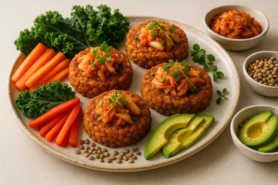 Kimchi Lentil Rice Cakes