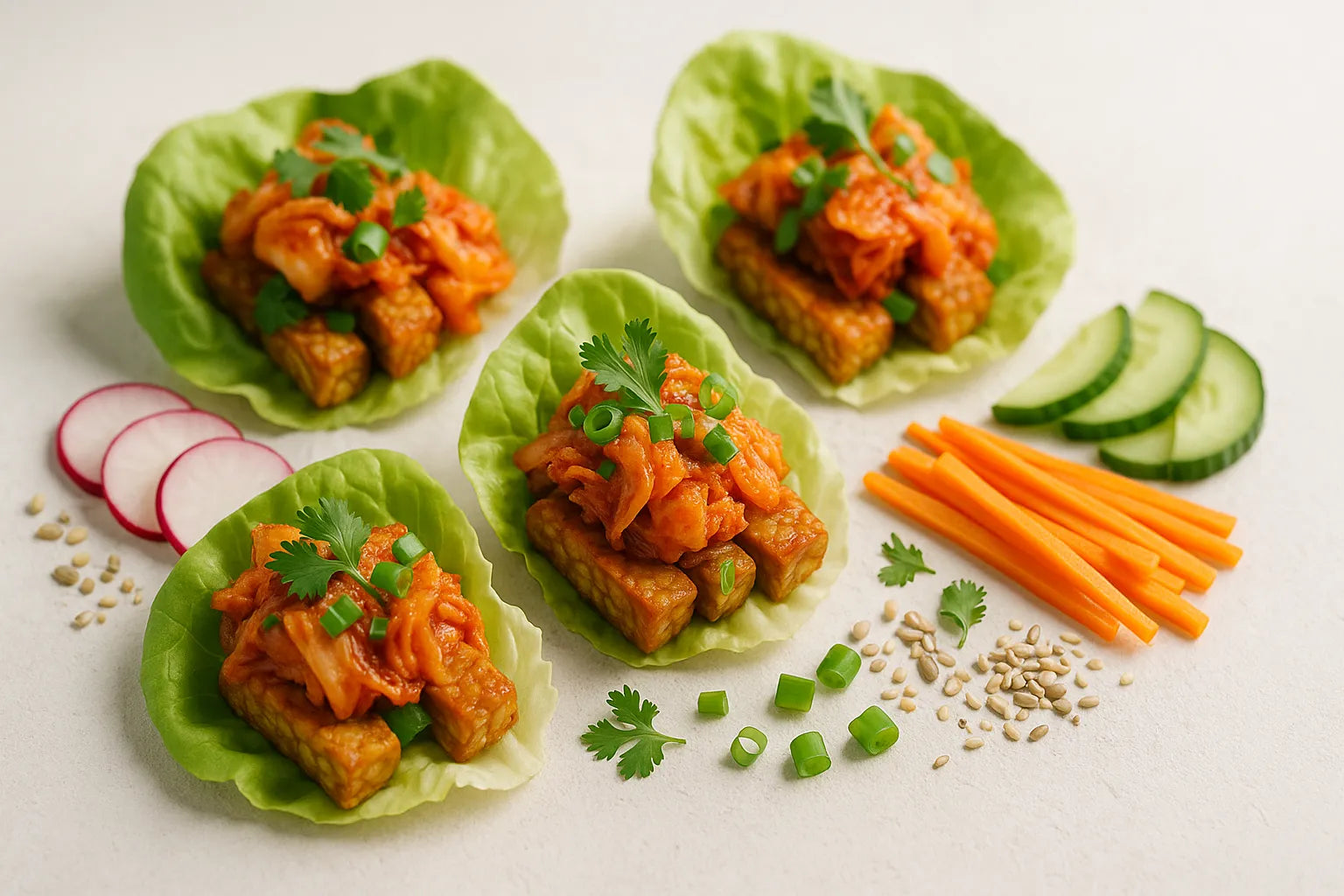 Kimchi Tempeh Lettuce Cups
