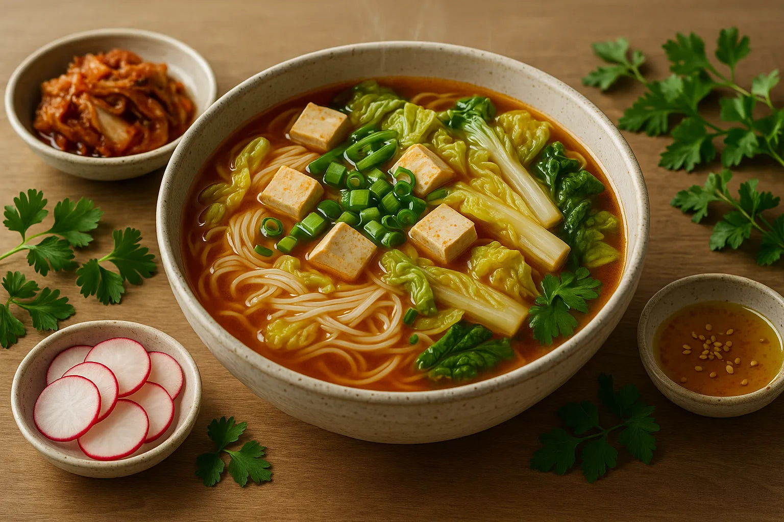 Kimchi Tofu Noodle Soup