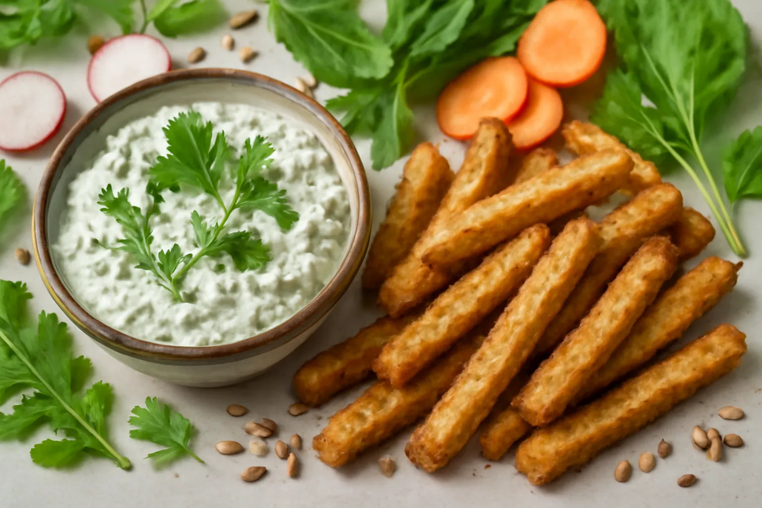 Koolrabi frietjes met kruidenquark