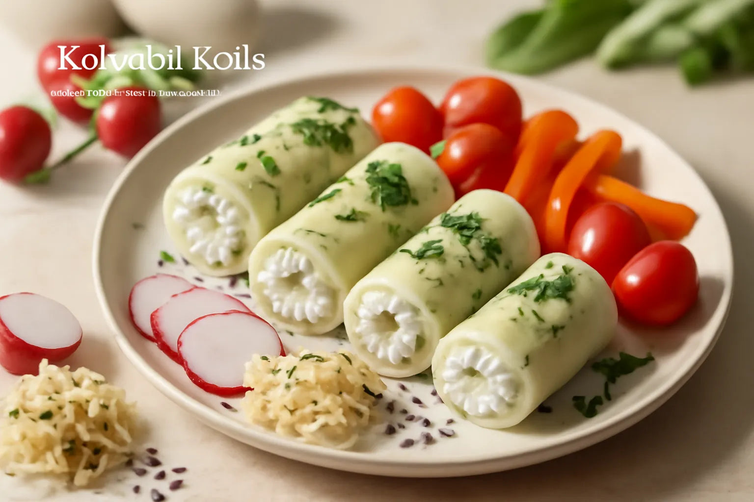 Kohlrabi rolls with cottage cheese
