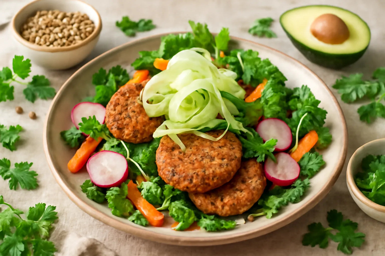 Koolrabi met linzenburgers
