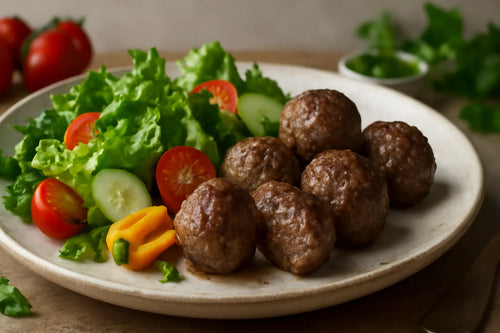 Lean beef albondigas with salad