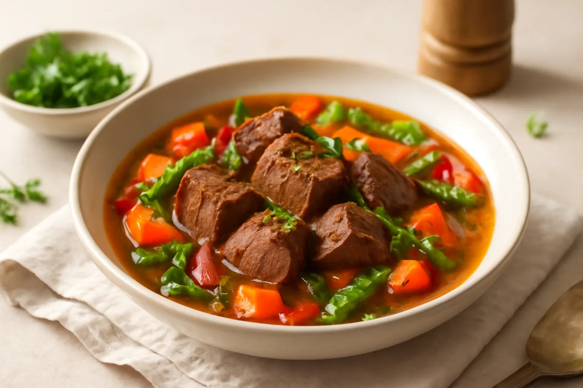 Lean beef goulash with vegetables