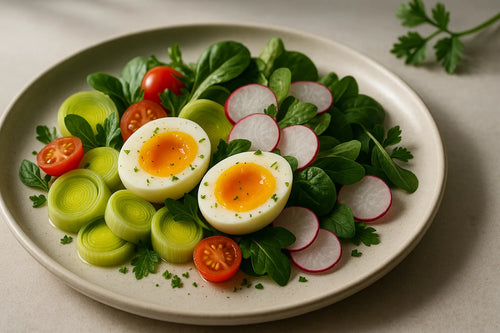 Leek salad with egg