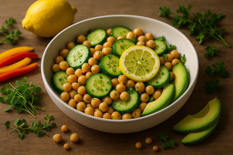 Zitronen Kichererbsen Gurkensalat