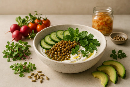Lentil Cucumber Yogurt Bowl