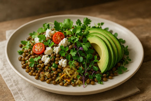 Lentil Feta Breakfast Salad