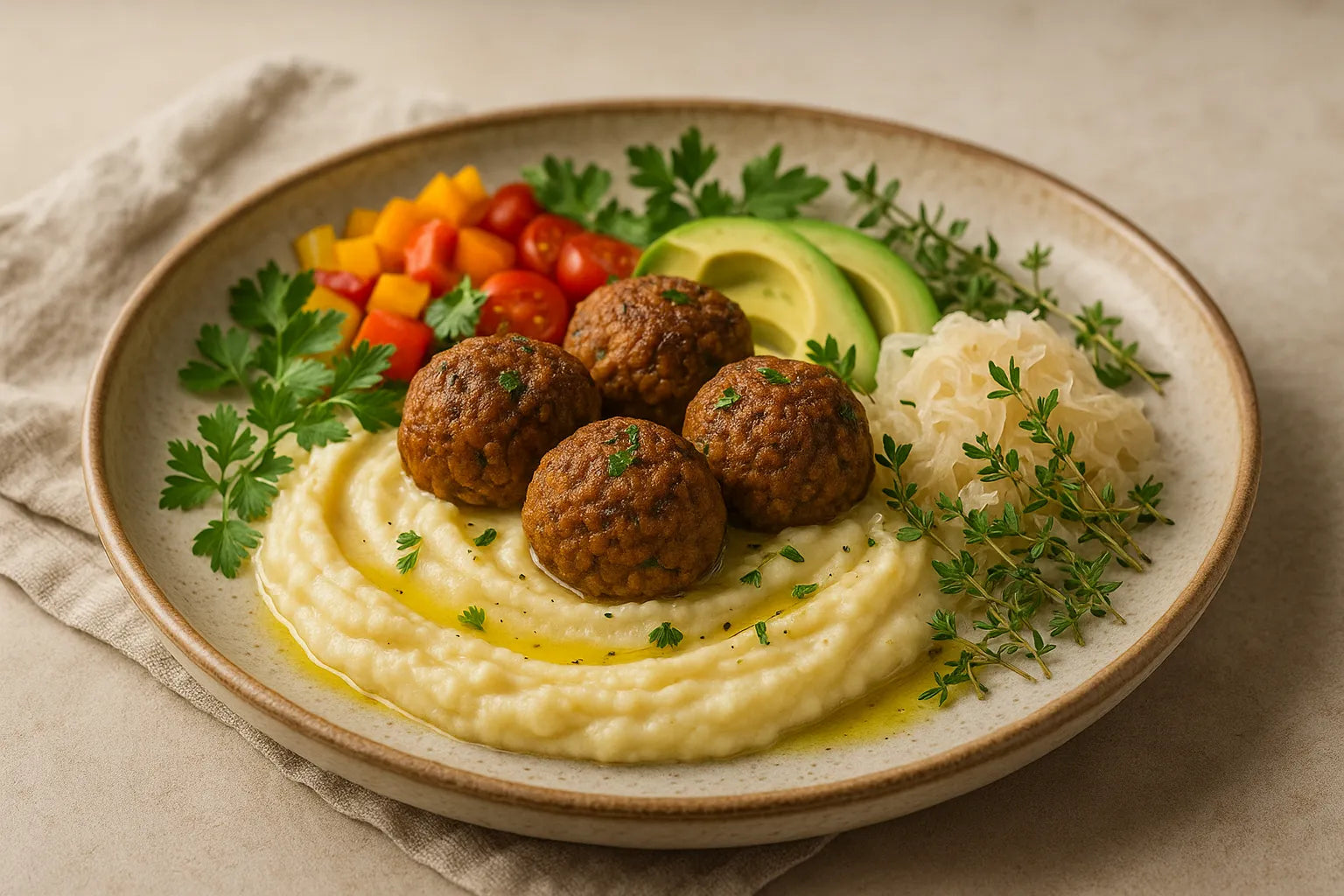 Lentil meatballs with mash