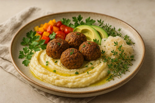 Lentil meatballs with mash
