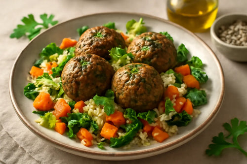 Lentil meatballs with sauerkraut