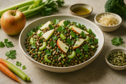 Lentil salad with apple and celery