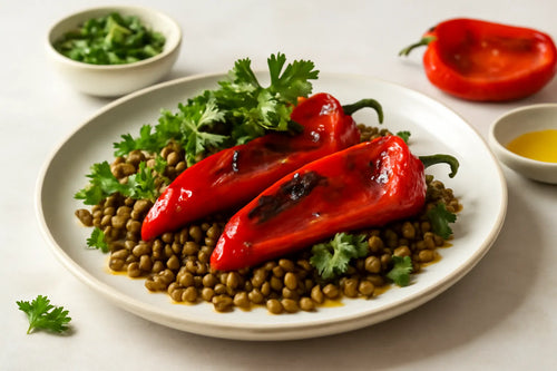 Salade de lentilles aux poivrons rôtis