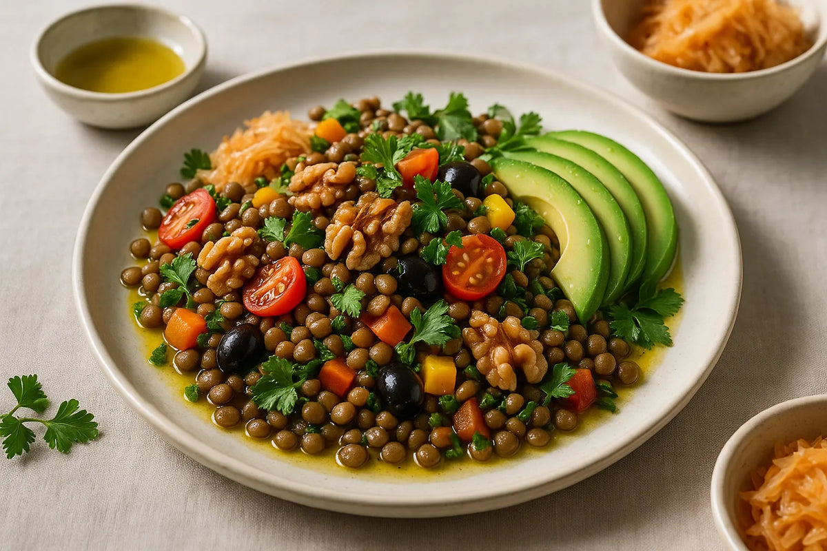 Lentil salad with walnuts