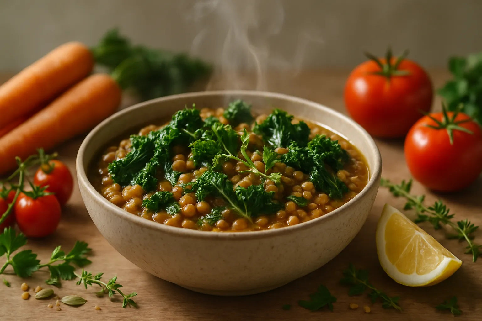 Lentil stew with kale