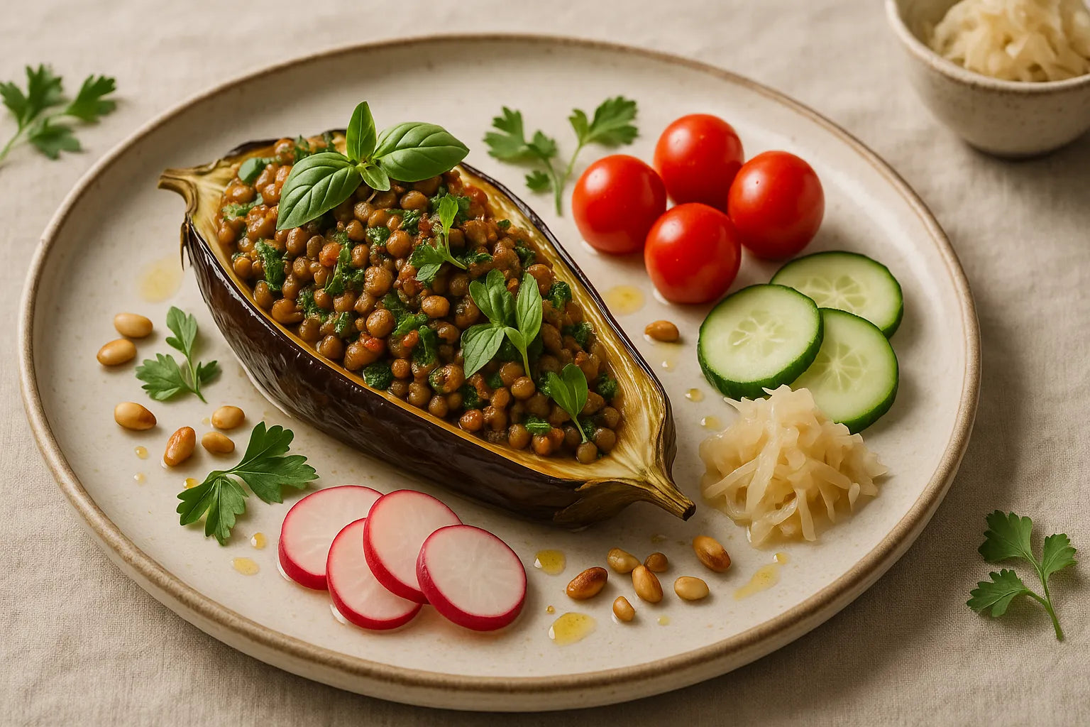 Lentil Stuffed Eggplant