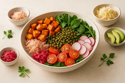 Bowl burrito di lenticchie e patate dolci
