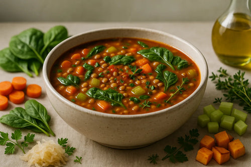 Lentil vegetable soup with smoked paprika