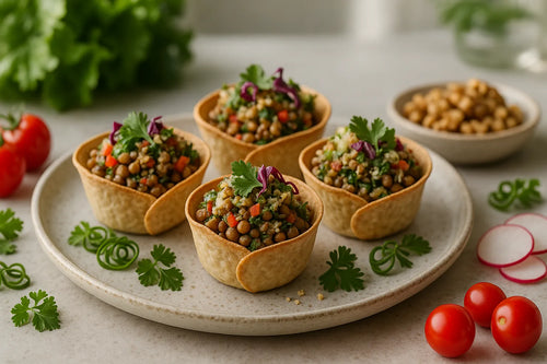 Copas de taco de lentejas y nueces