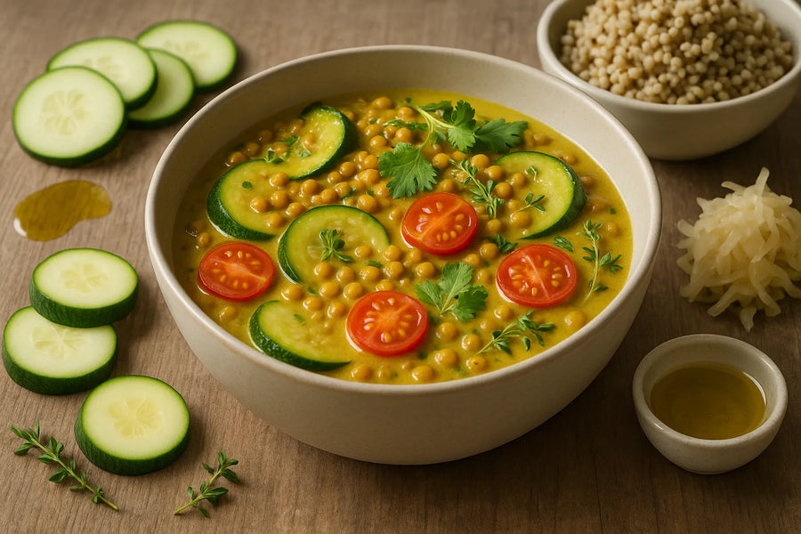Curry de lentejas y calabacín