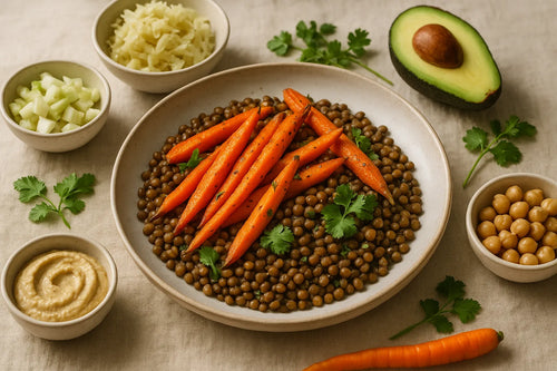 Lentils with roasted carrot