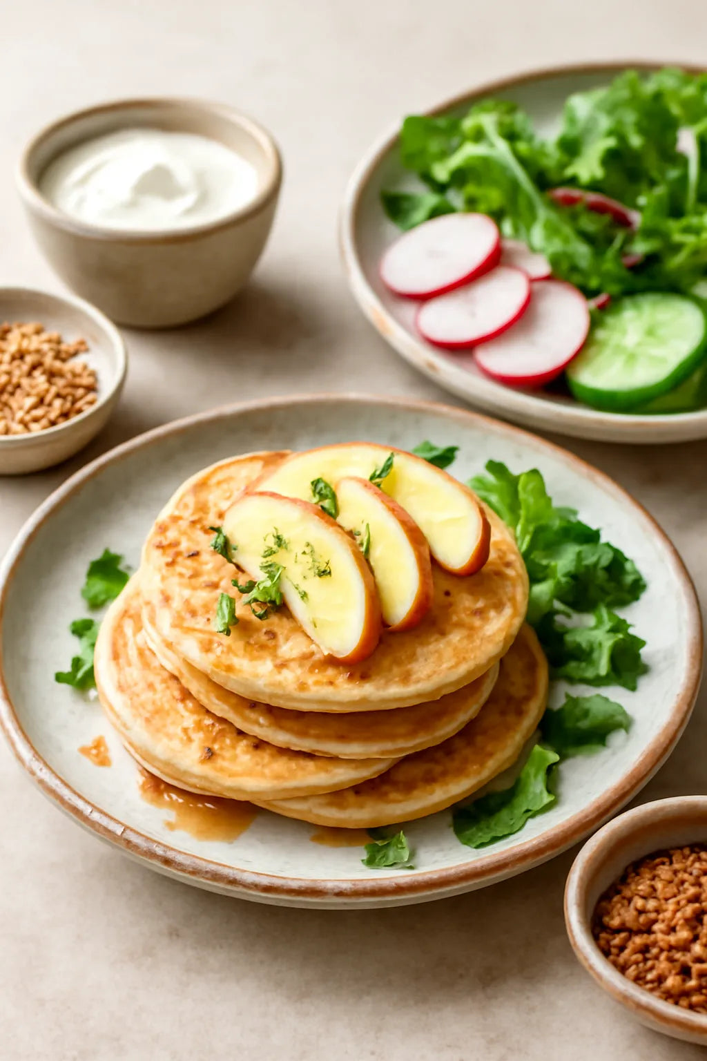 "Lichte appelpannenkoeken met volkorenmeel"