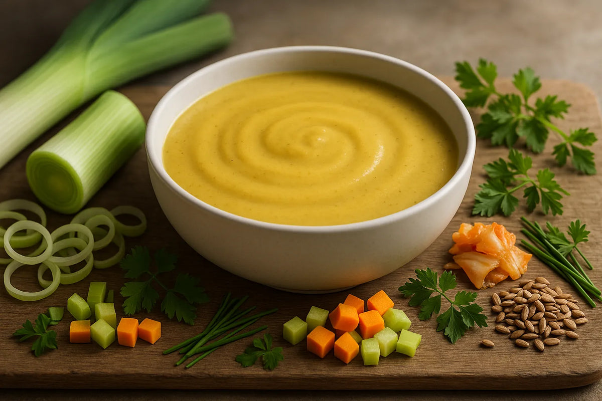 Light mustard soup with leek