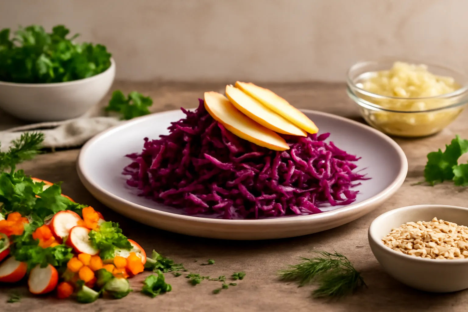 Light red cabbage with apple