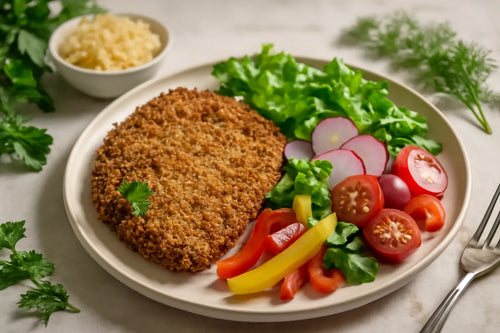 Light schnitzel with whole-grain breadcrumbs