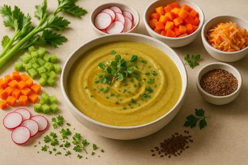Light split pea soup with extra vegetables