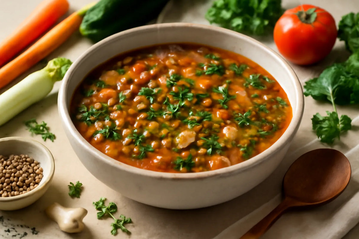 Zuppa di lenticchie e verdure della Blue Zone per la longevità