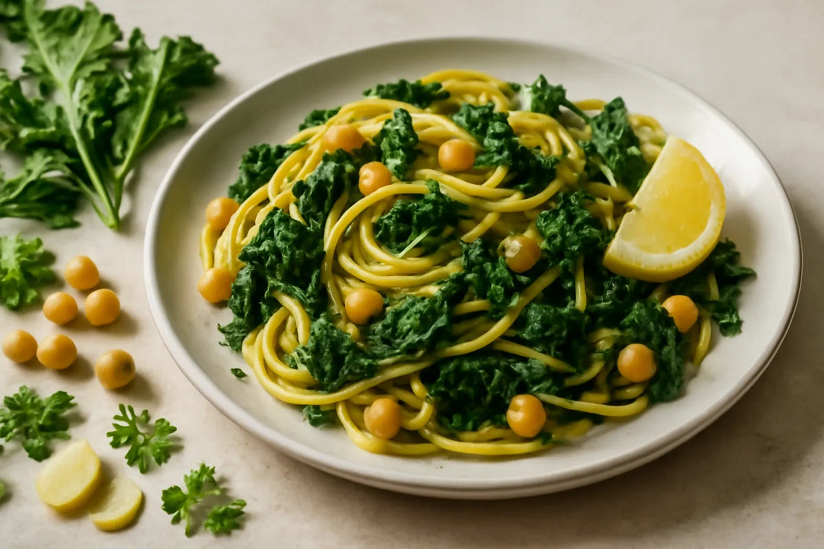 Longevity Chickpea Greens Pasta