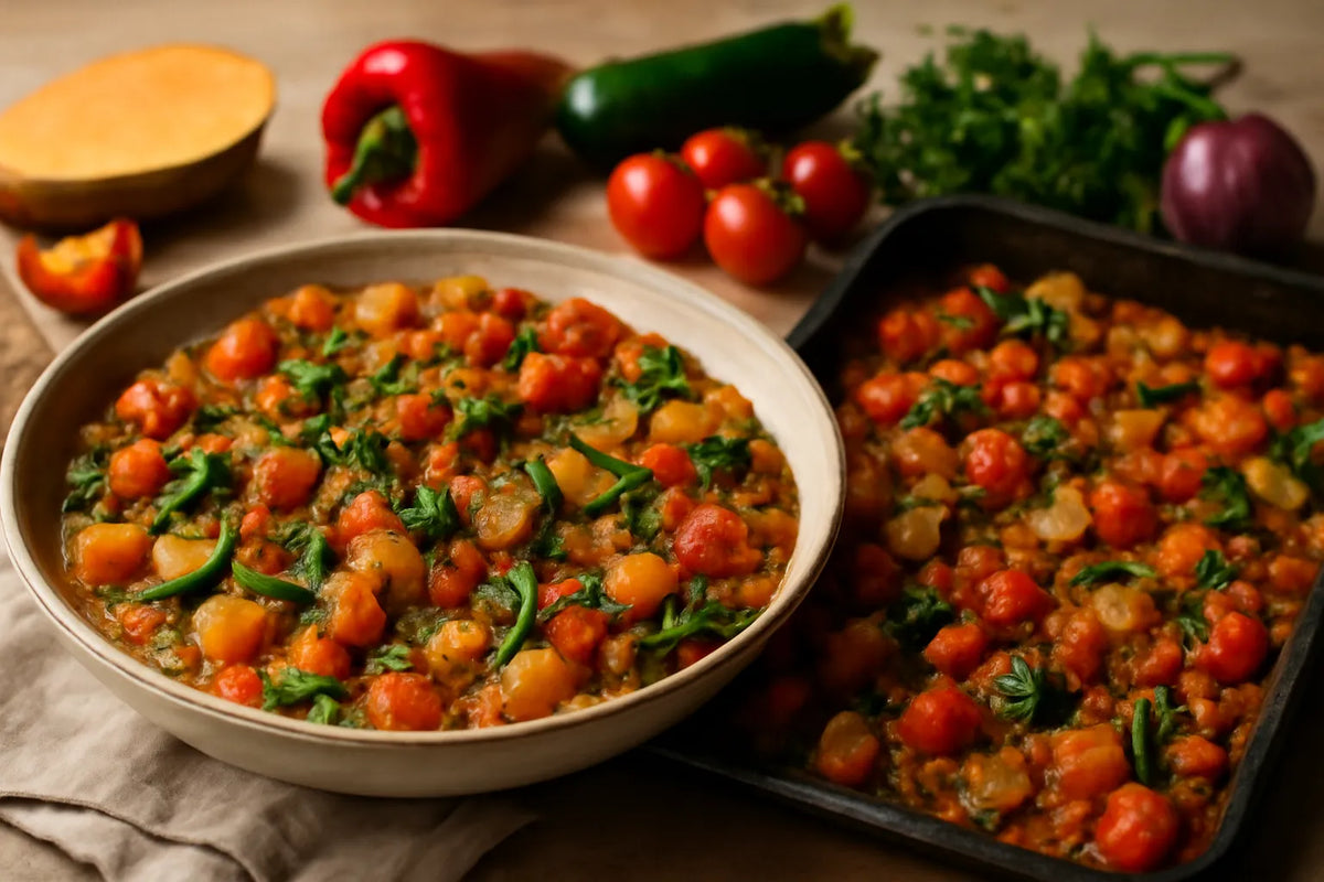 Teglia di lenticchie e verdure per la longevità
