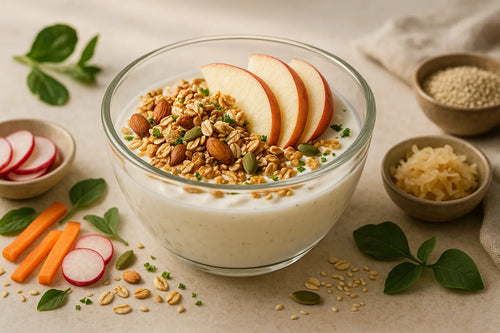 Magere yoghurt met muesli en appel