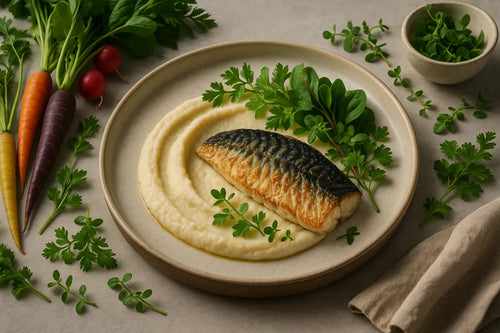 Mackerel with cauliflower puree