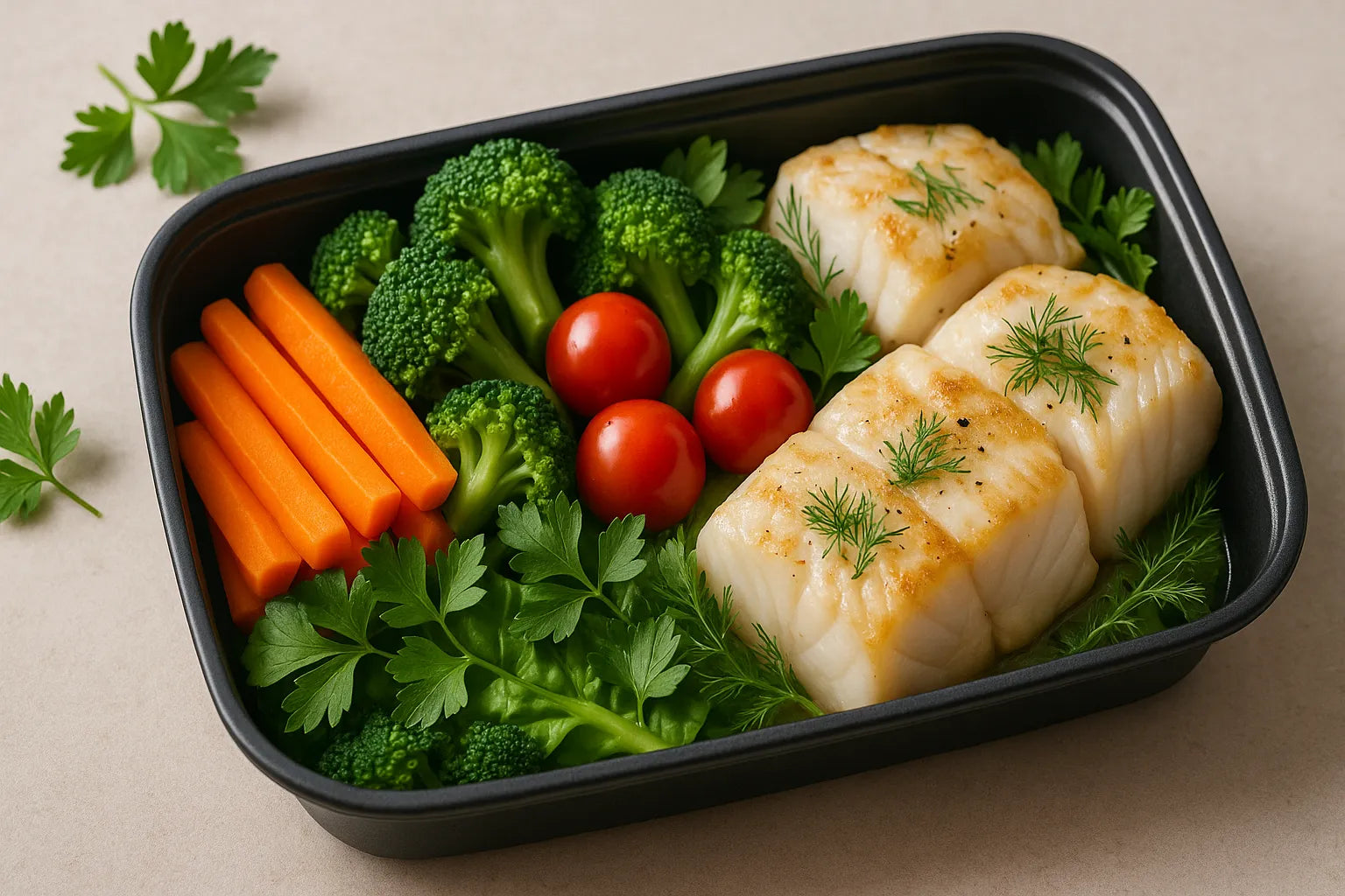 Meal prep cod with vegetables