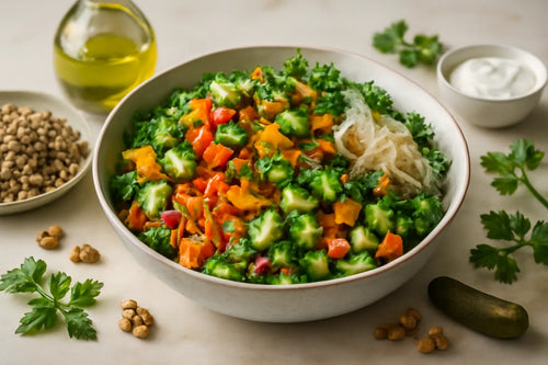 Meal prep healthy Russian-style salad