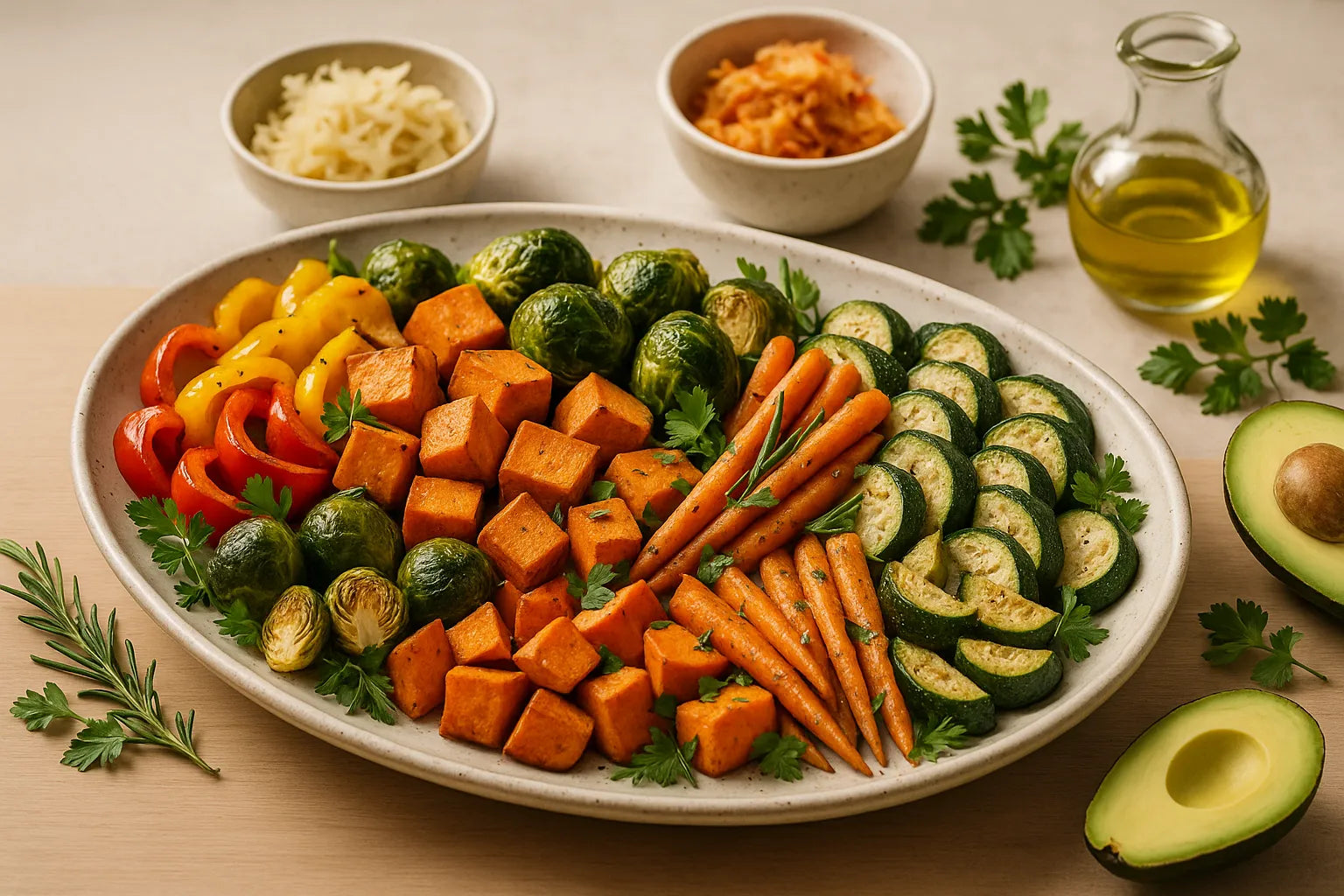 Meal prep vegetable traybake