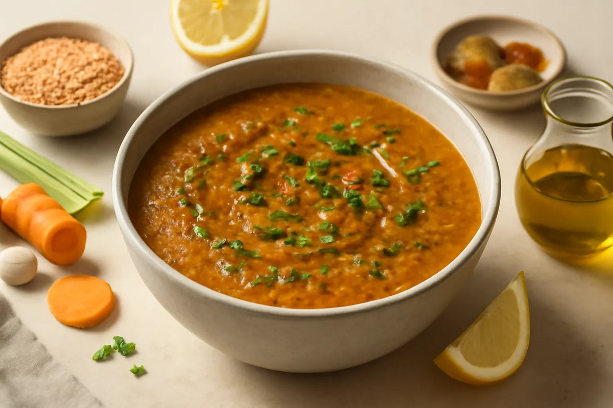Zuppa mediterranea di lenticchie