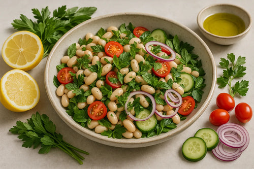 Mediterraner Weißbohnen- und Kräutersalat