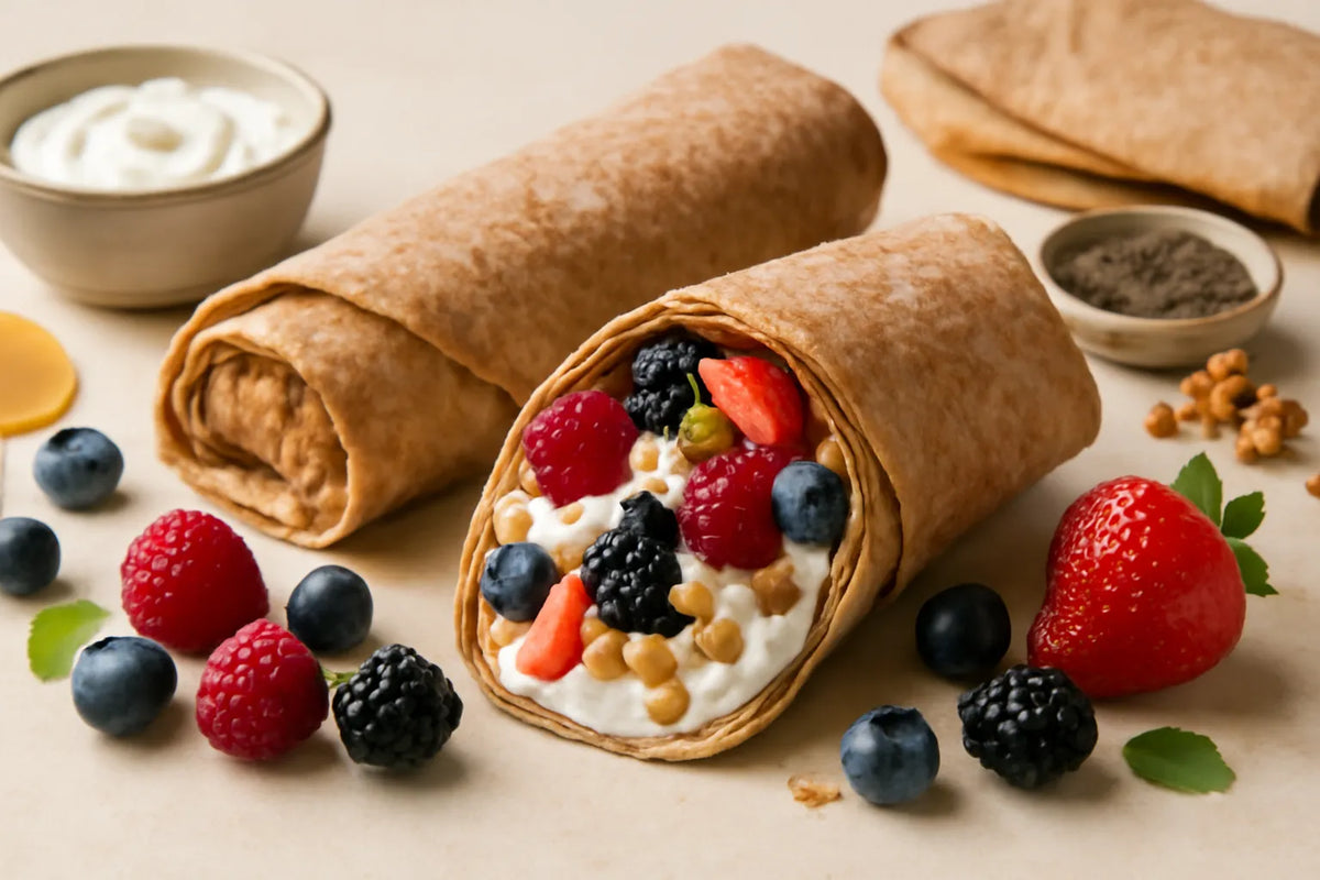 Beeren-Joghurt-Wrap zur Unterstützung in den Wechseljahren