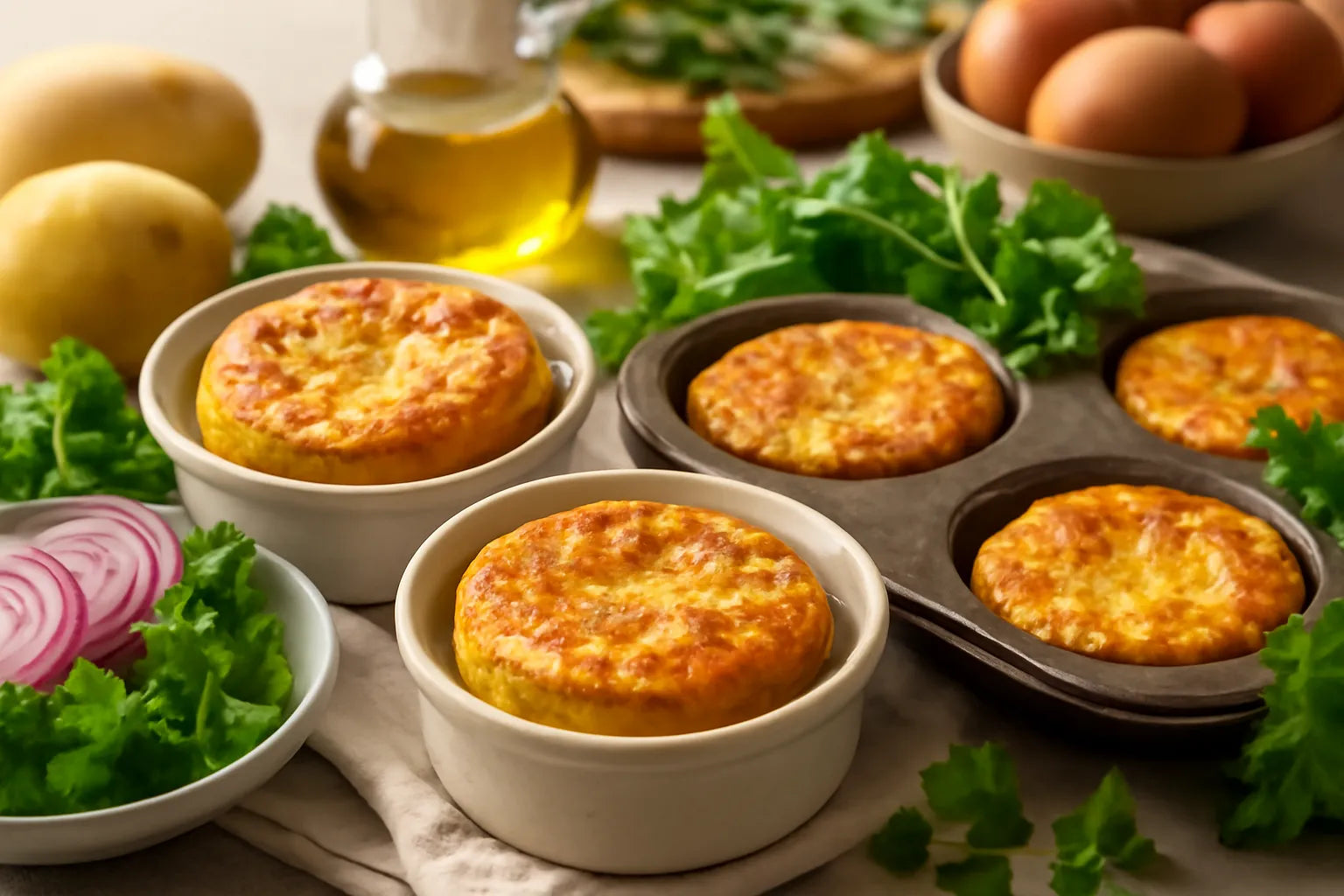 Mini gebakken Spaanse tortillas