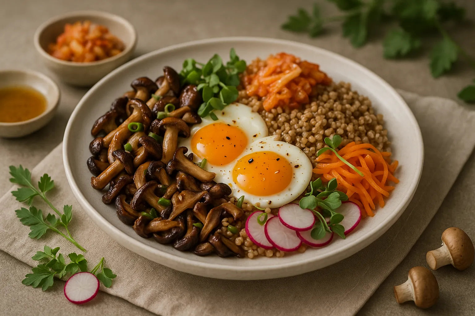 Miso Mushroom Egg Bowl