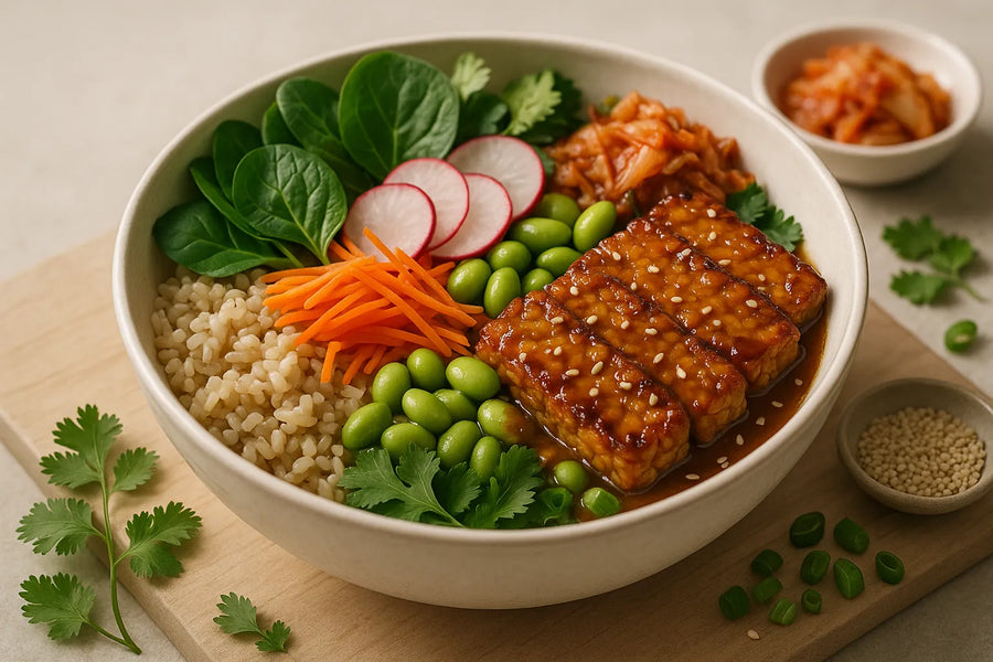 Tazón de tempeh con miso y sésamo