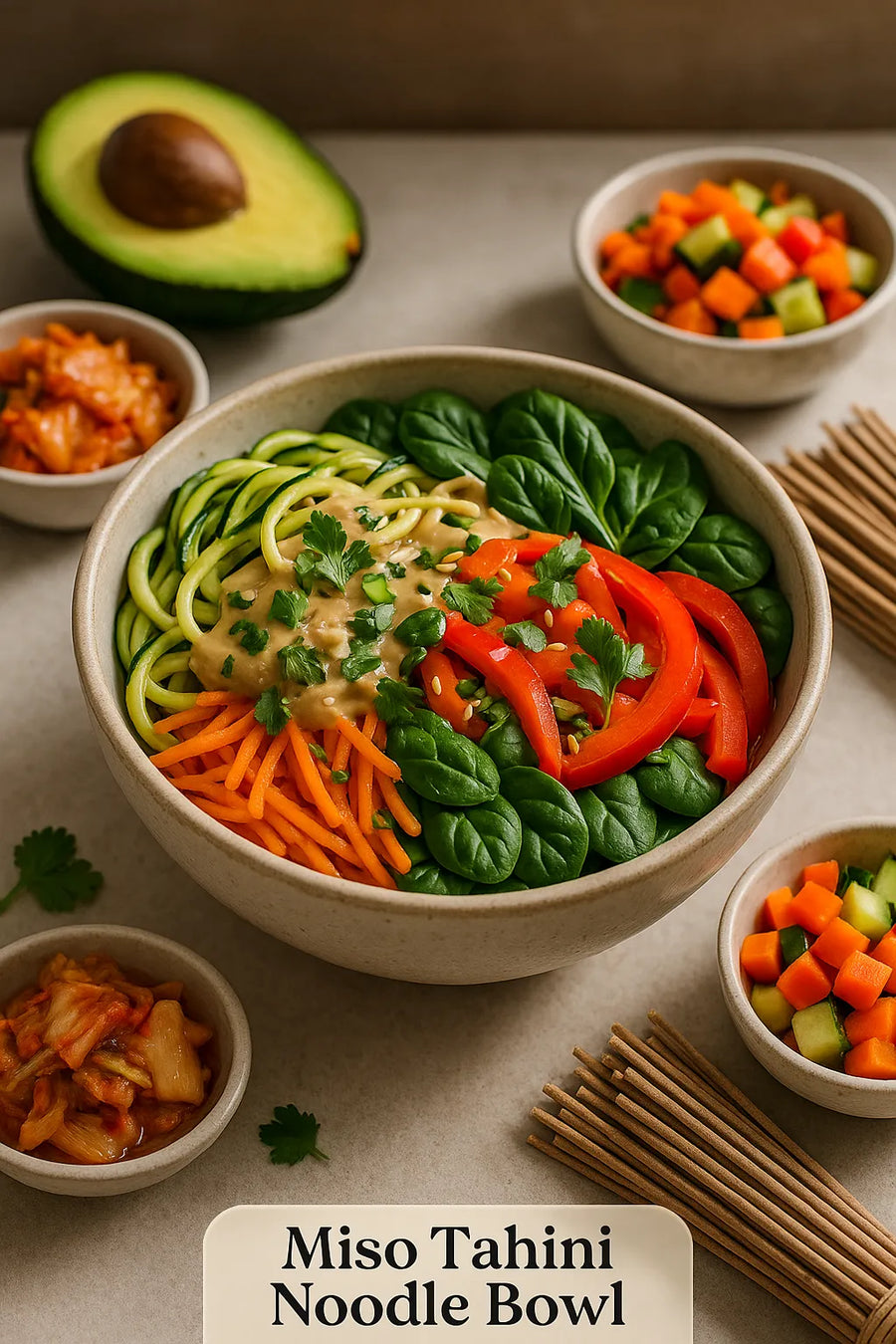 Tazón de fideos con miso y tahini