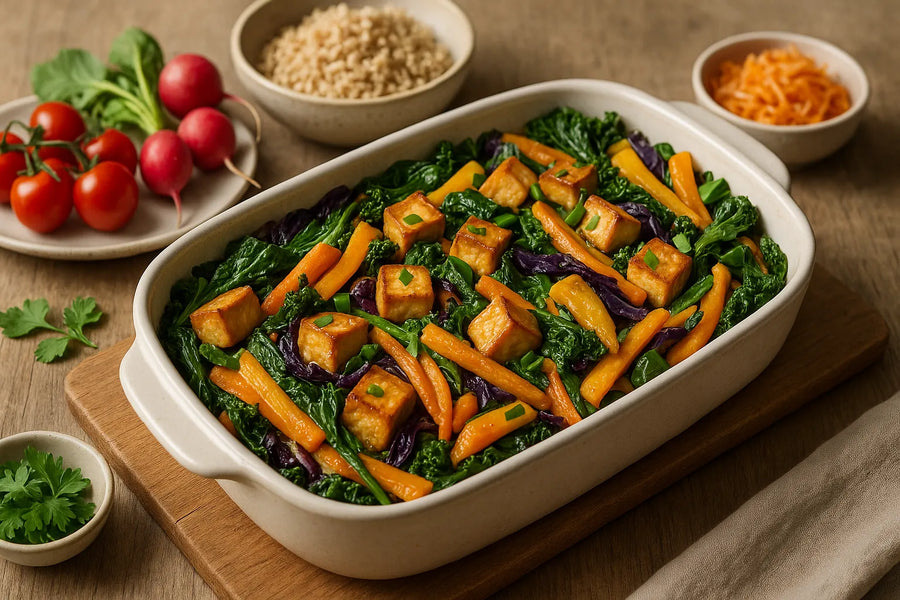 Horneado de tofu y verduras con miso