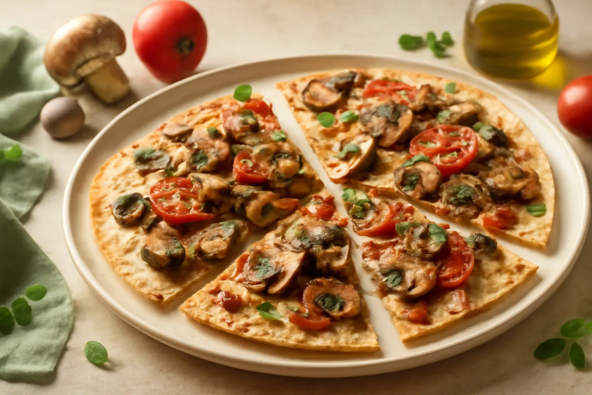 Pain plat aux champignons et aux tomates