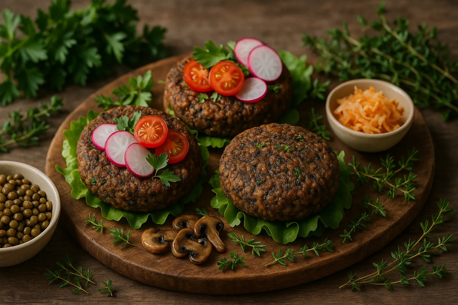 Mushroom Lentil Burgers