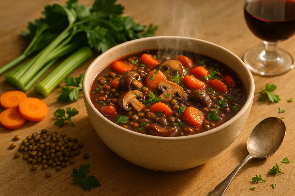 Mushroom Lentil Red Wine Stew