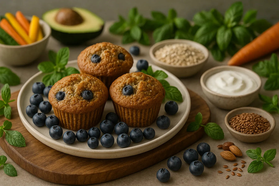 Muffins de salvado de avena con arándanos